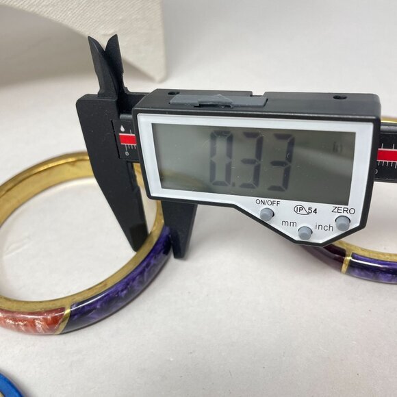 Enamel Bangle Bracelets SET OF 3 Colorblock Marbled Retro Classic - Picture 15 of 16